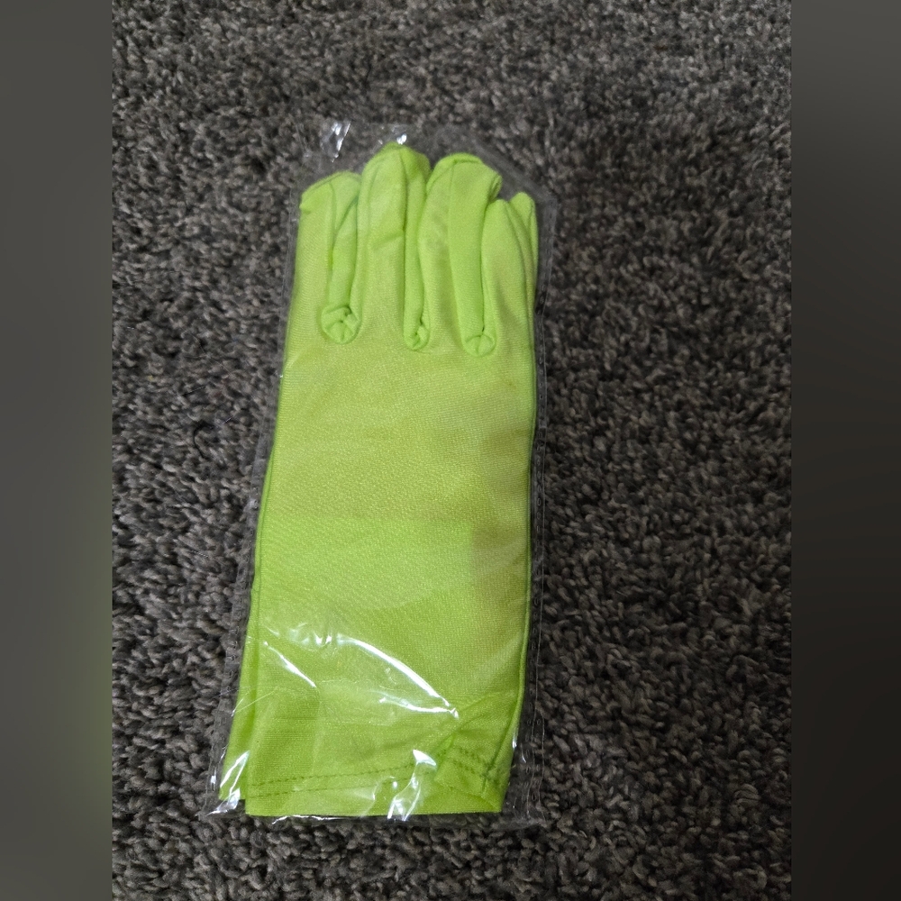Neon Lime Green Women's Gloves, Halloween Costume Accessory, New In Package